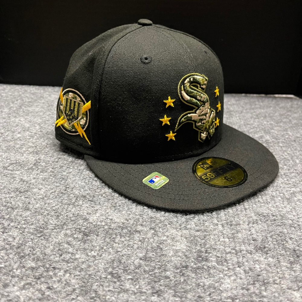 Chicago White Sox Hat Cap Mens 6 7/8 Black Armed Forces Day Fitted MLB Baseball
